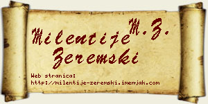 Milentije Zeremski vizit kartica
